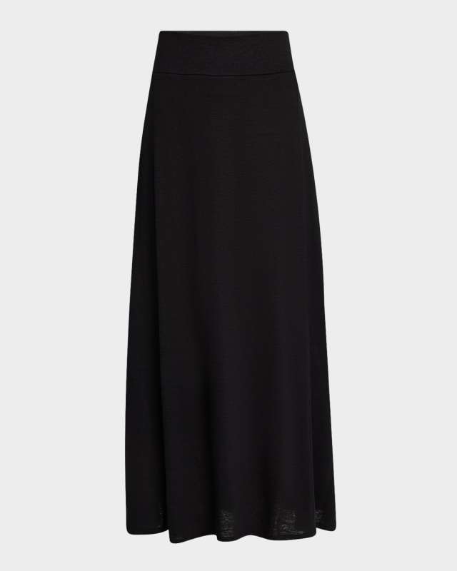 A-Line Stretch Linen Maxi Skirt